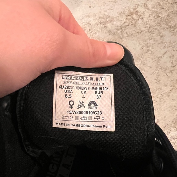 Original SWAT 9” womens black leather combat boots size 6.5 - Picture 3 of 8